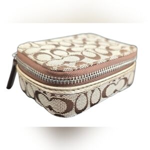 Coach Signature Canvas Triple Pill Box Khaki signature canvas, gold trim VGUC